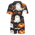 thumbnail image 4 of Lopecy-Sta Halloween Pajama Sets for Women 2 Piece Ghost Pumpkin Print Shirts and Shorts Set Button Down Short Sleeve Sleepwear, 4 of 8