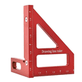 thumbnail image 1 of Règle de Mesure Multi-Angle, 45/90 Degrés en Alliage d'Aluminium pour Menuiserie, Triangle Tracteur-Rouge, 1 of 7