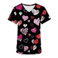 thumbnail image 4 of TIMIFIS Blouse Noire pour Femmes, Manches Courtes, Col en V, Imprimée, Décontractée, avec Poches-Noir, 4 of 5