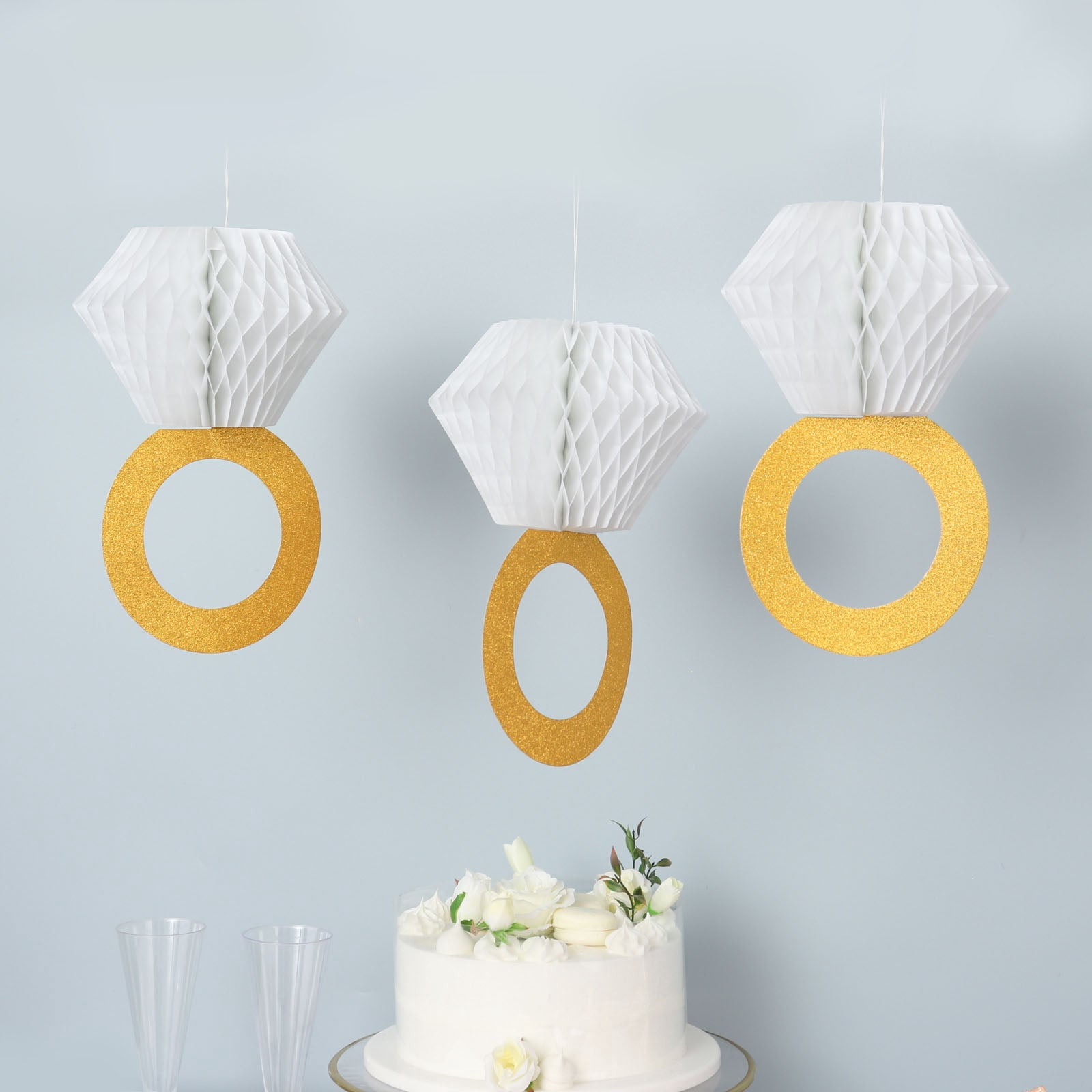 Efavormart 3 Pack | White/Gold Diamond Ring Hanging Party Supplies ...