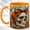 Orange, variant on Leopard Bow Skull Coffee Mug, Spooky Autumn Mug, Ceramic 11 oz
