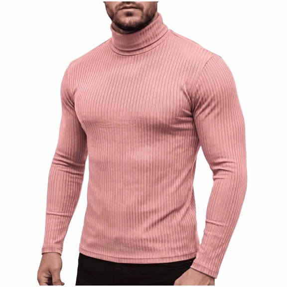 JAFSPIFXO Men's Turtleneck Sweater Solid Color Knit Long Sleeve Slim Fitted Stretch Pullover Sweater Tops