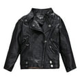 thumbnail image 6 of Ecqkame Boys Girls Leather Jackets Fashion Casual Motorcycle Handsome Jacket Winter Warm Windproof Stand Collar Full Zip Outwear Black 9 Years, 6 of 9