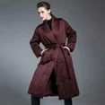 thumbnail image 2 of Chaquetas acolchadas de invierno para mujer, ropa de abrigo hasta la rodilla, diseño grueso y cálido, estilo bata con capucha, color rojo Angola, 2 of 5