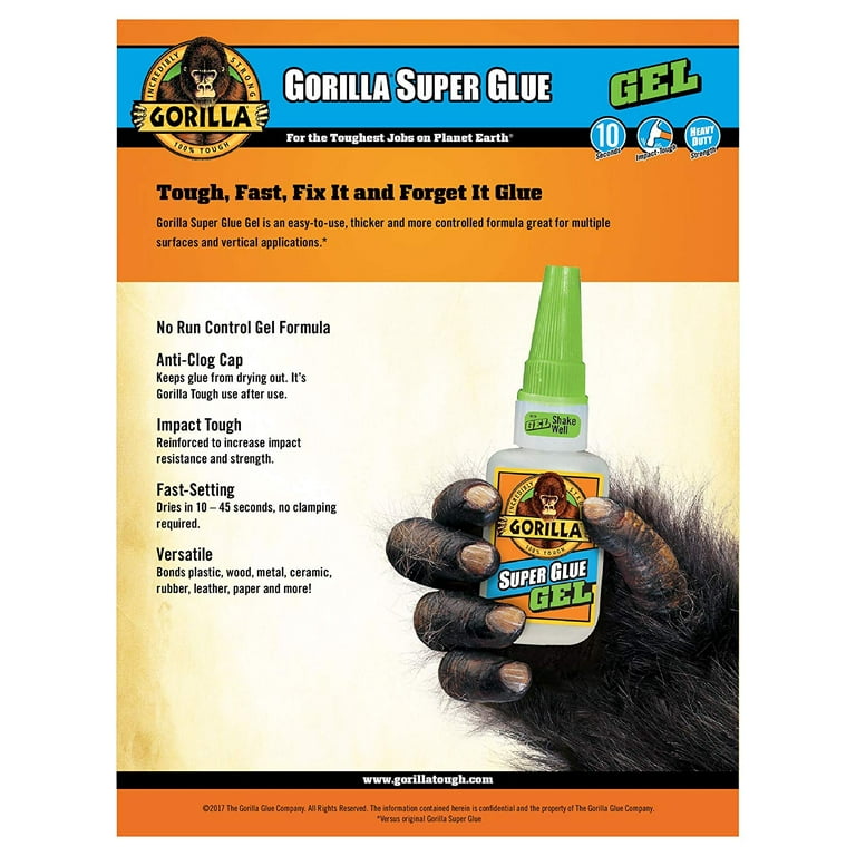 Gorilla Super Glue Liquid, Clear, 20g Bottle, Quick Dry, Multi-use