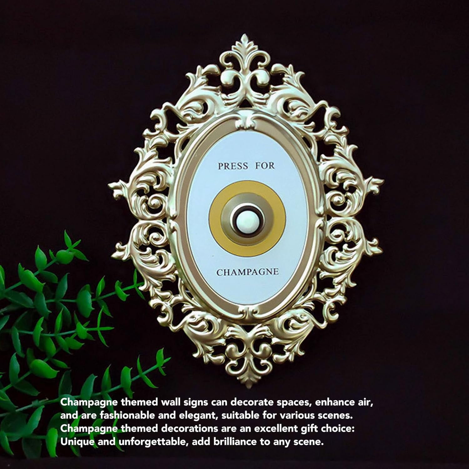 Press for Champagne Button, Ring Mini Press for Champagne Button Press for Champagne Door Ring Bell Champagne Themed Decor Wall Plaque Ornament Gift for Party Christmas Home