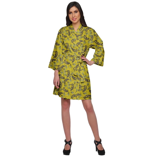 Moomaya Printed Kimono Robe For Girls Crossover Bathrobe Kimono Women Bathrobe