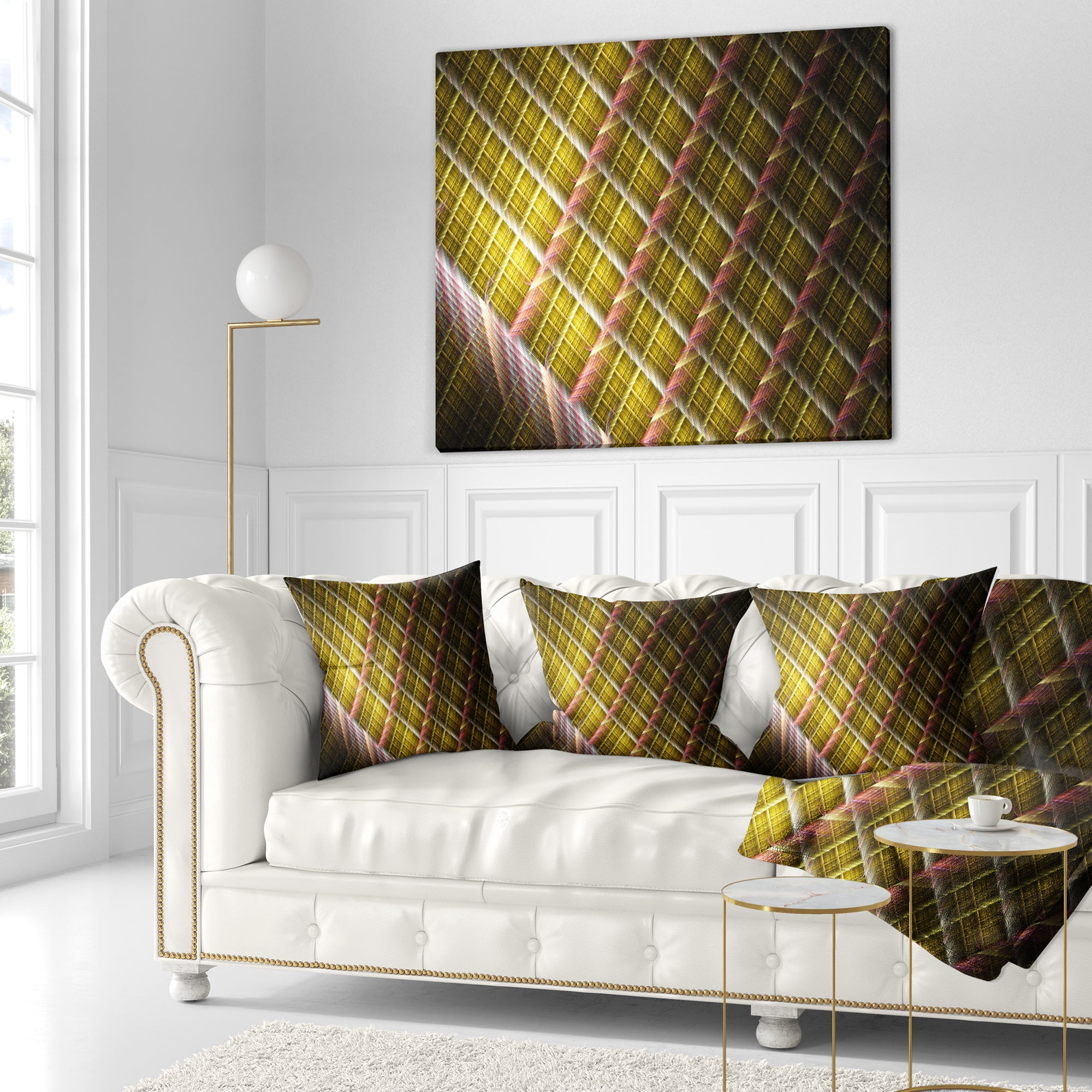 Designart Brown Metal Protective Grids - Abstract Throw Pillow - 16x16