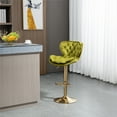 thumbnail image 3 of Exquisite Swivel Bar Stools Modern Velvet Padded Adjustable Counter Height Bar Chairs with Soft Back and Gold Footrest for Kitchen Dining Room Living Room & Home Office,Green, 3 of 7