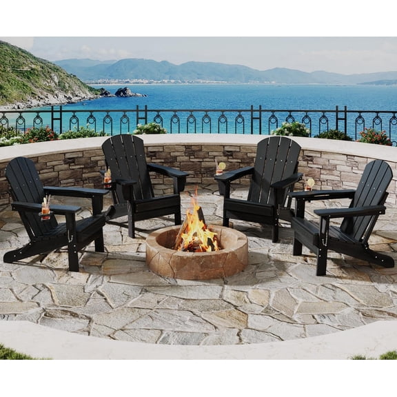 Adirondack Chairs Set of 6 Folding Outdoor Patio Furniture HDPE Plastic