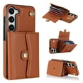 thumbnail image 1 of TECH CIRCLE Case for Galaxy S23 Plus (2023) - Leather Wallet Stand Case with Strap, Brown, 1 of 10