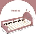 thumbnail image 4 of Bellemave Upholstered Twin Bed Frame, Twin Size Daybed Frame with Rabbit Ear Shaped Headboard, Wood Twin Sofa Bed for Bedroom (Pink), 4 of 8