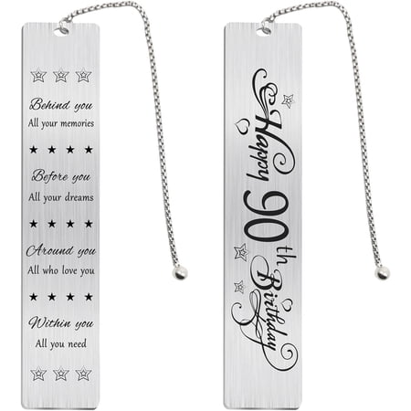 90th Birthday Gift Ideas – Stainless Steel Bookmark with Inspirational Letter for Men and Women
