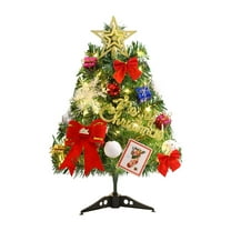Mini Christmas Tree, Tabletop Christmas Decoration, Small Artificial Christmas Tree with LED Lights and Ornaments, 18 Inch Multicolor Plastic Indoor Decor