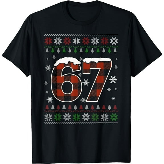 Funny 67 Six Seven Meme Brainrot Cringe Christmas Pajamas T-Shirt Shirts