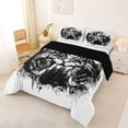 thumbnail image 2 of Manfei Rustic Wolves Full Size Comforter Sets,Ink Wash Print Bedding Comforter Set,White Black,Black Reversible,3pcs,1 Comforter and 2 Pillowcases, 2 of 7