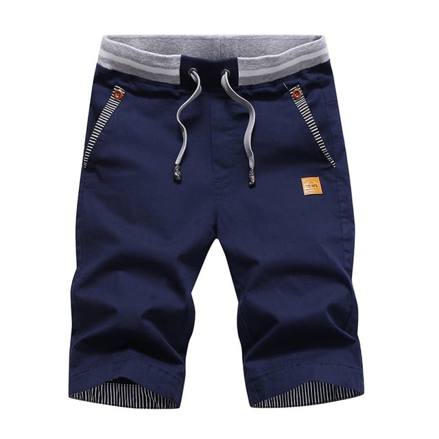 Pantalones cortos para hombre, estilo clásico, informales, con cordón, para playa, de verano, con cintura elástica y bolsillos, pantalones cortos de playa para hombre