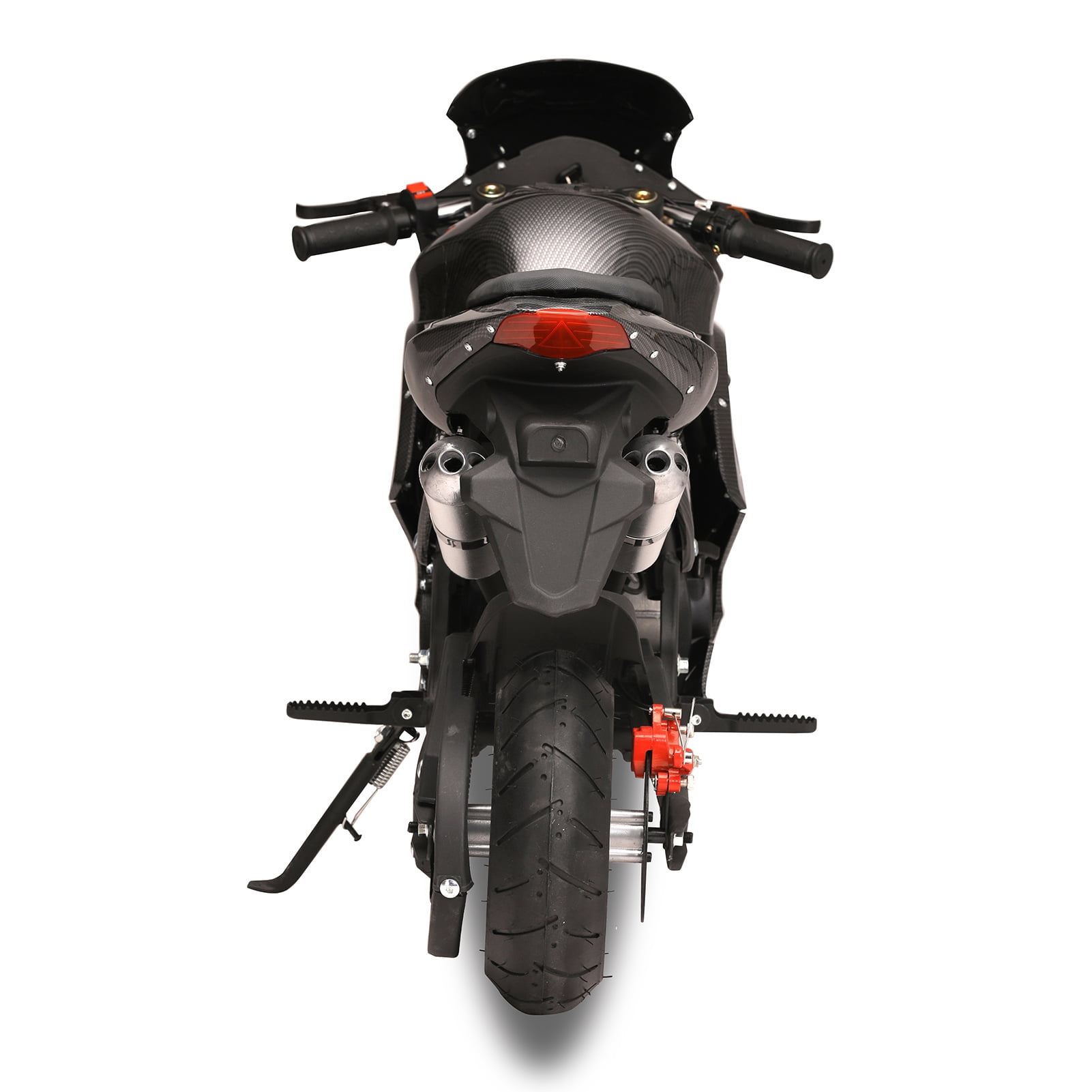 AQCW 49cc 4-Stroke Pocket Rocket Motorcycle, Gas Tank Mini Motorbike with Front Rear Disc Brakes, Racing Max Speed 25mph, Dual Headlights Black