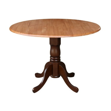 International Concepts Round Dual Drop Leaf Dining Table in Cinnamon Espresso