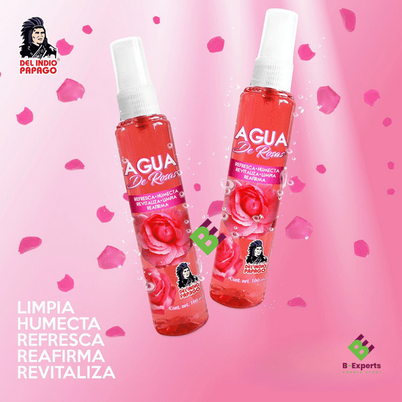 DEL INDIO PAPAGO- Rose Water 2PK;Refreshing Facial Splash for Bright Skin-Agua de Rosas