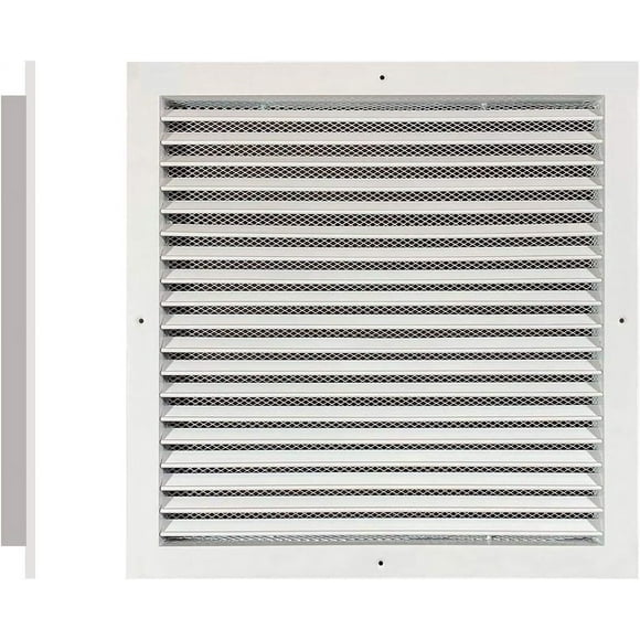 Byson Aluminum Return Air Grille Fixed Louvre White Powder Coating with Steel Mesh (12 x 12 inches)