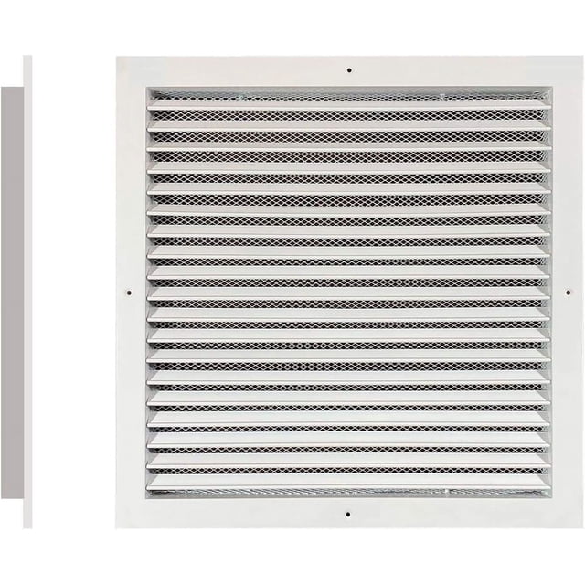 Byson Aluminum Return Air Grille Fixed Louvre White Powder Coating with Steel Mesh (12 x 12 inches)