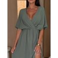 thumbnail image 5 of Women's Slit Surplice Midi Dress with Half Sleeve Perfect for Day to Night Events 100% Polyester Fabric for daily wear, 5 of 9