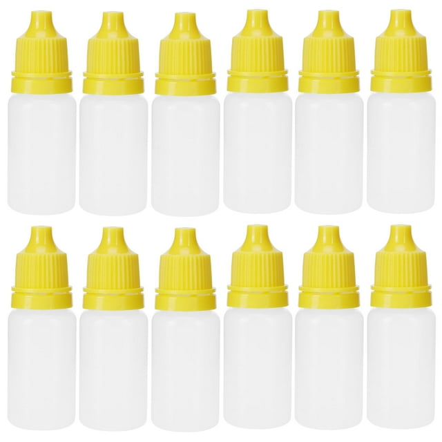 50Pcs 10ml Eye Liquid Bottle Portable Squeezable Empty Eye Drops Container with Plugs LidYellow