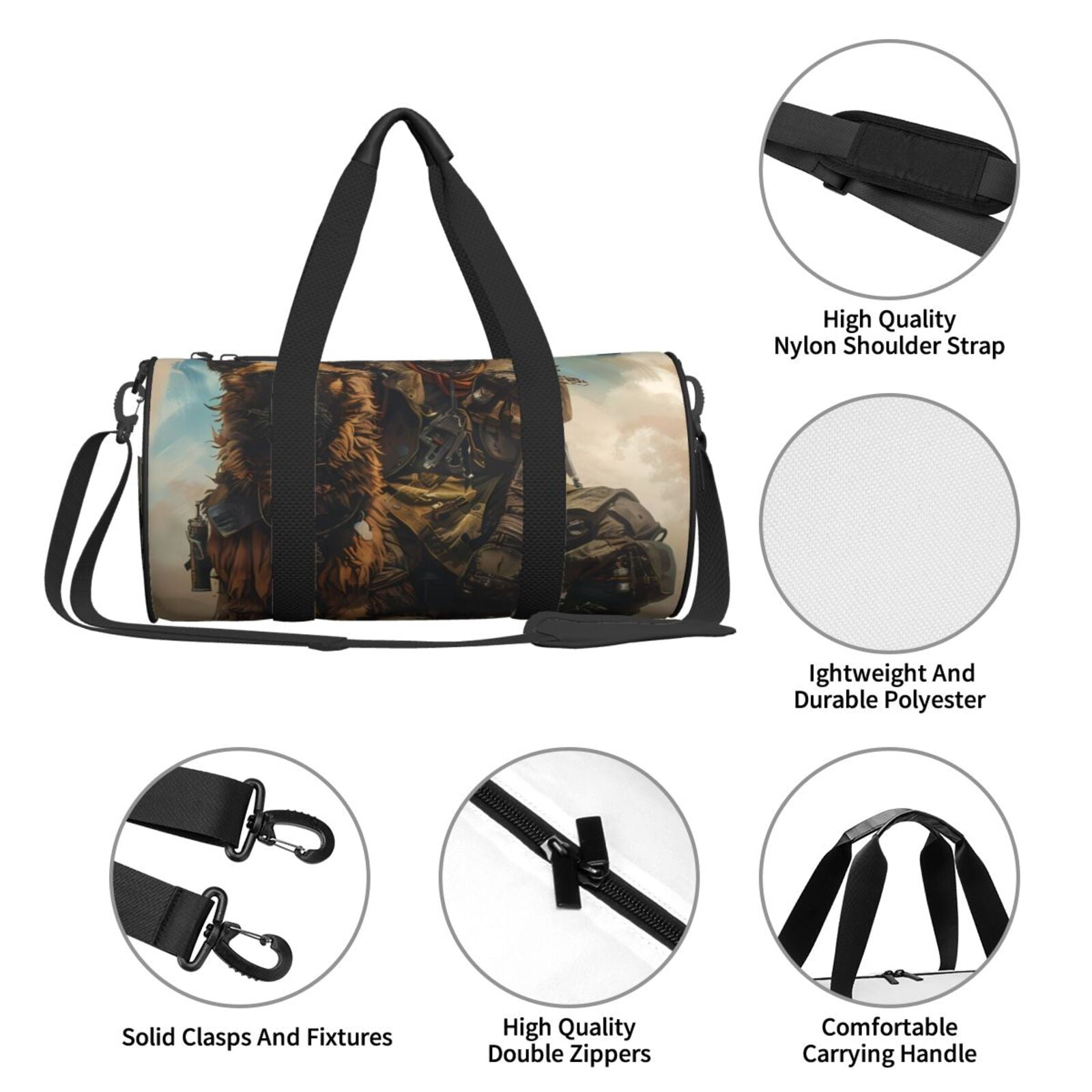 Vsdgher desert Man Shepherd Dog 45L Foldable Duffel Bag, Sports Gym Bag,Overnight Bag, Portable Weekender Bag for Airplanes