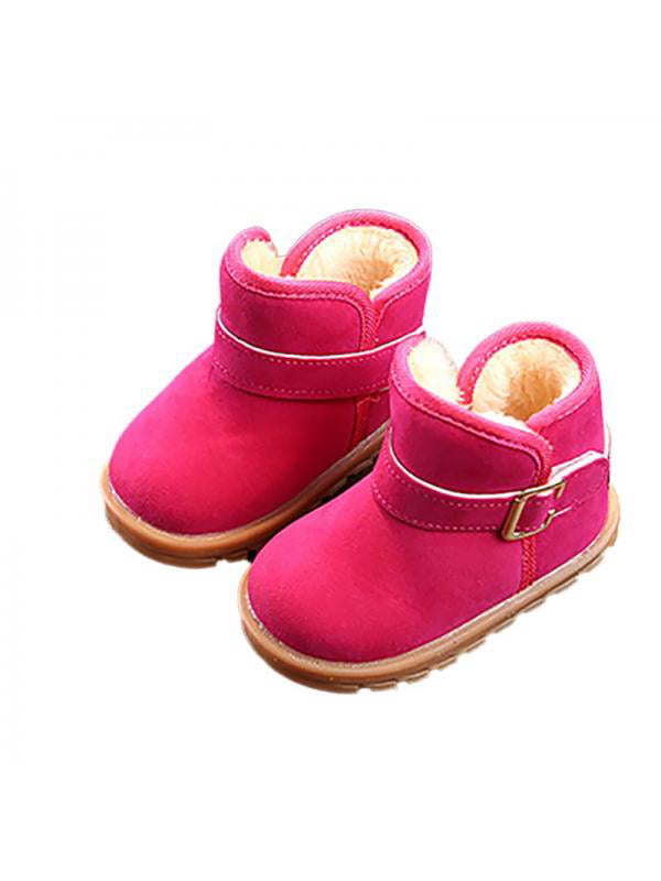 US Baby Kids Boys Girls Winter Warm Snow Boots Furry Soft Sole Crib Shoe Toddler 