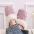 thumbnail image 3 of Litfun Fuzzy Slippers for Women Chenille Knit Fleece Slippers Memory Foam House Shoes, Pink, Size 11-12, 3 of 8