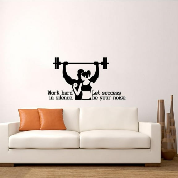 Success Be Your Noise Fitness Workout Success Motivation Quotes Wall Decal Fitness Healthy Lifestyle for Girls / Boys Gym Home Sports Room Decor Vinyl Wall Art Sticker Decoration Size (35x40 inch)