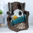 thumbnail image 4 of Surfing Soft Flannel Fleece Throw Blanket, California Los Angeles Beach Summer Western Hobby Activity Sports Graphic, Cozy Plush for Indoor and Outdoor Use, 60" x 80", Umber Blue Black, by Ambesonne, 4 of 5