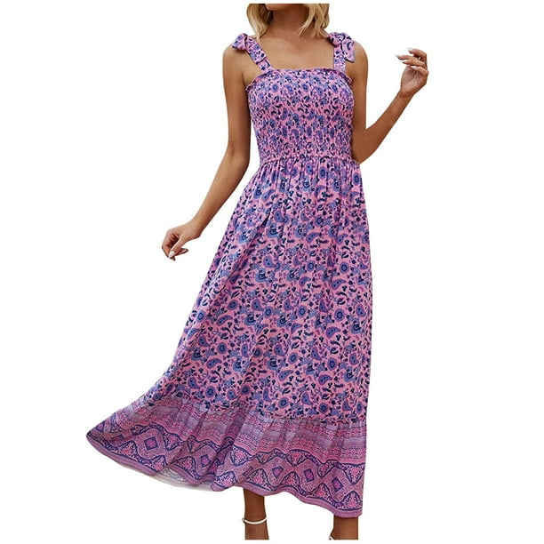 Printed 100% Linen Elegant Dresses For Women Sexy Sleeveless Halter Bandage  Long Midi Boho Beach