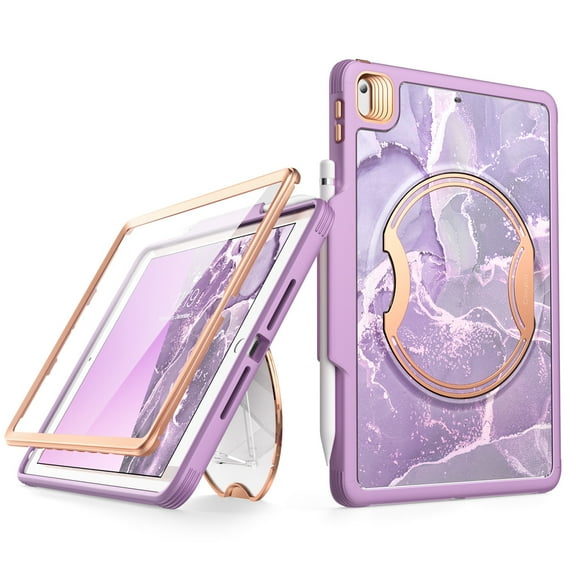 Clayco Nebula Case for iPad 10.2 (2021/2020/2019)- iPad 9th/8th/7th Generation Case with Built-in Screen Protector, Full Body Heavy Duty Rugged Protective Case with Kickstand (Purple)