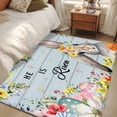 thumbnail image 4 of 3'x5' Rug for Living Room Bedroom, Easter Washable Area Rugs Non-Slip Carpet Mats, Spring Farmhouse Bunny Flower Blue Wood Grain Indoor Low Pile Area Rug Runner for Kitchen, Mudroom, 4 of 8