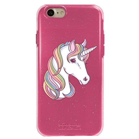 Guard Dog Rainbow Unicorn Hybrid Phone Case for iPhone 7 / 8, Clear with Pink Silicone