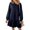 Dark Blue, variant on Women's 2024 Fall Long Sleeve Pullover Dress - Crewneck Rib Knit Patchwork Sweatshirt Mini Dress