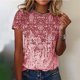 thumbnail image 2 of moda de las mujeres casual manga corta impreso cuello redondo suéter suelto top rosa/3xl, 2 of 4