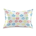 thumbnail image 3 of Haosy Satin Pillowcase for Hair and Skin Standard Cooling Silk Pillow Case with Envelope Closure Checkered Stripes with Hand Drawn Flower 20"x40", 3 of 9