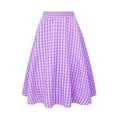 thumbnail image 4 of Miluxas Girl's Casual Elastic Waist Plaid Skirt Gingham Swing Pleated Midi Long Skirt with Pockets Purple 12-13 Years, 4 of 6