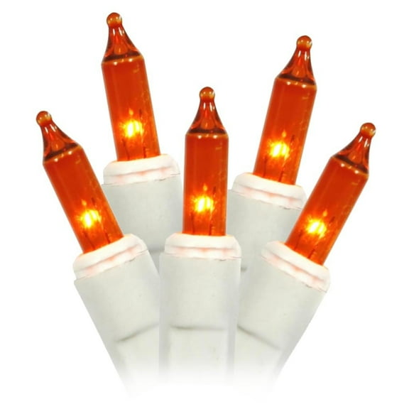 LiteSource 33530 - 35 Light 11.5' White Wire Amber Miniature Christmas Light String Set with 3" Spacing
