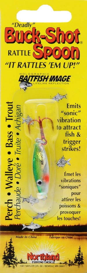 Northland Tackle Buck Shot Rattle Spoon, Freshwater, Super-Glo Perch 