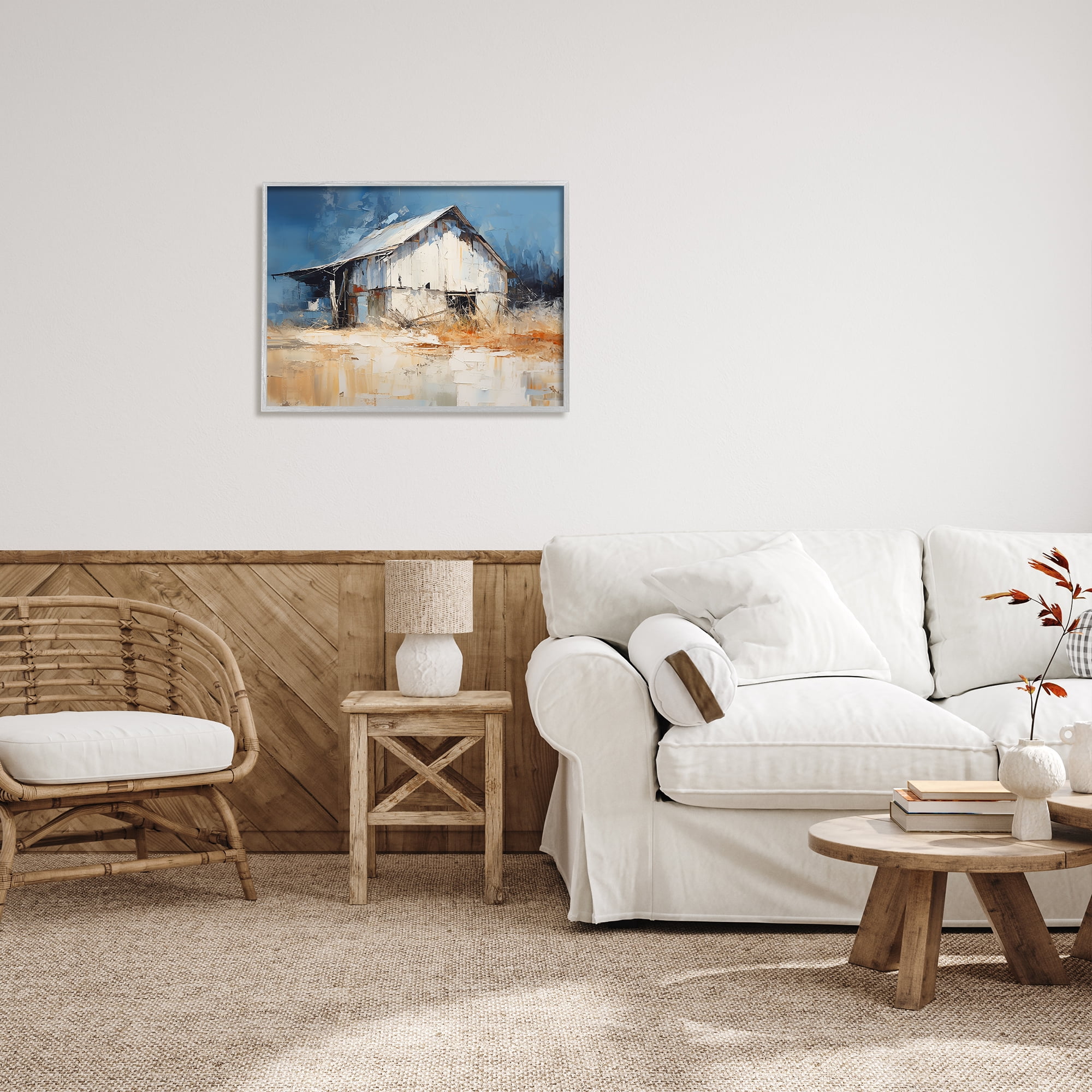 Stupell Industries Abstract Weathered Barn Abstract Painting Gray Framed Art Print Wall Art, 30 x 24