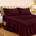 thumbnail image 2 of Lux Decor Rayon from Bamboo Blend Sheets Set Queen - 4 Piece Deep Pocket Bed Sheets Set, Burgundy, 2 of 8
