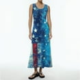 thumbnail image 2 of Beach Dresses For Women, 4Th Of July Dress Casual Cotton Sleeveless Round Neck American Flag Ruffle Flowy Long Tank Pinafore Dress Women Mesh Hawaiian Dress Outfits Dresses (XXL, Royal Blue) ZMTing, 2 of 5