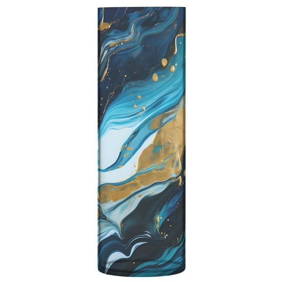 JSTEL Blue & Gold Marble Flower Vase Decorative Floreros for Home Decor Bedroom Living Room Office Table Shelf Bathroom