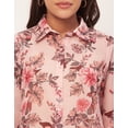 thumbnail image 6 of Moomaya Printed Button Down Collared Sheer Shirts, Long Sleeve High Low Hem Top, 6 of 8