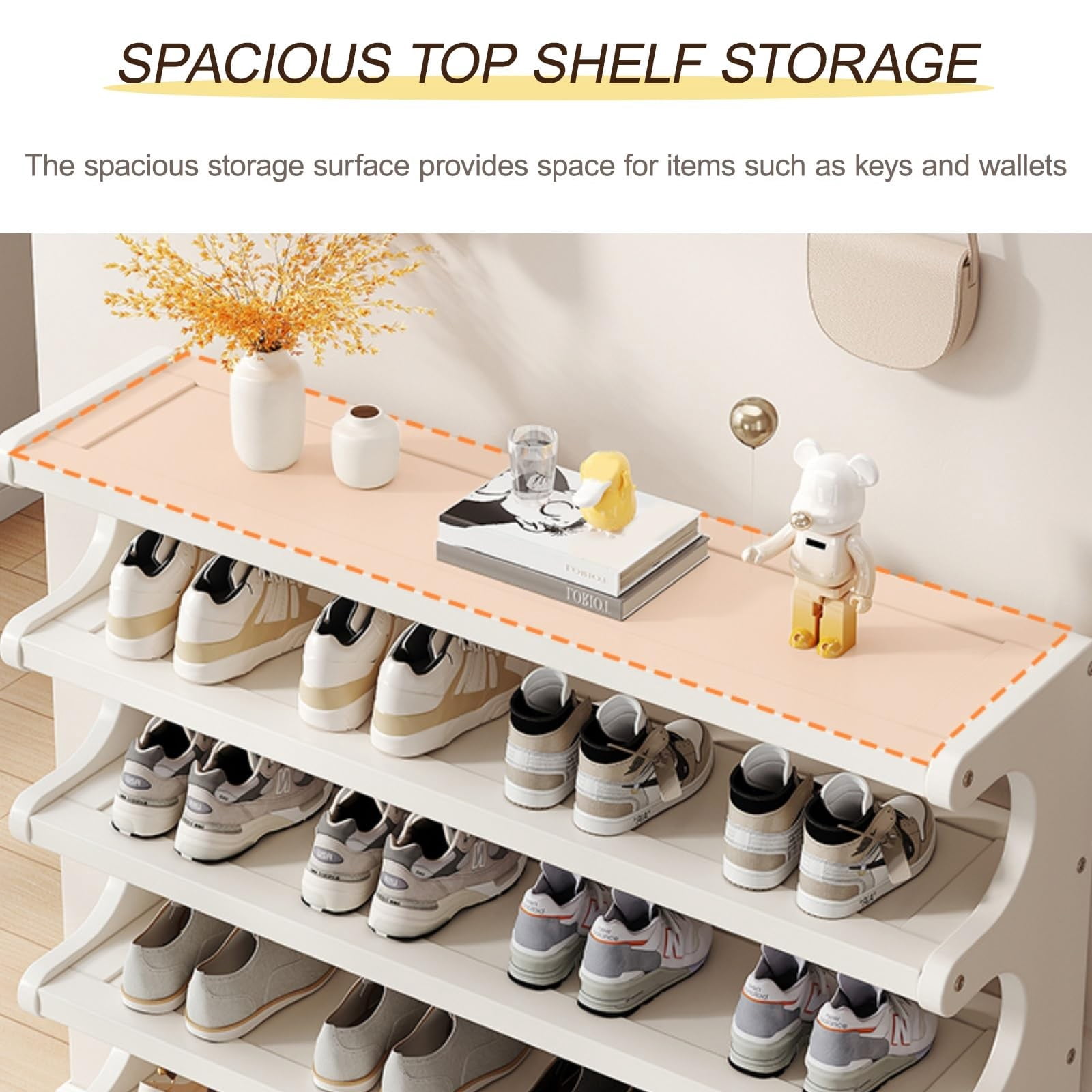 3 Tiers Bamboo Shoe Rack Organizer, Free Standing Vertical Shoe Storage Shelf with Adjustable Shelves for Entryway Closet Hallway, Brown