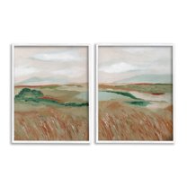 Stupell Industries Windblown Reeds Landscape Landscape Painting White Framed Art Print Wall Art, 24 x 30, Set of 2